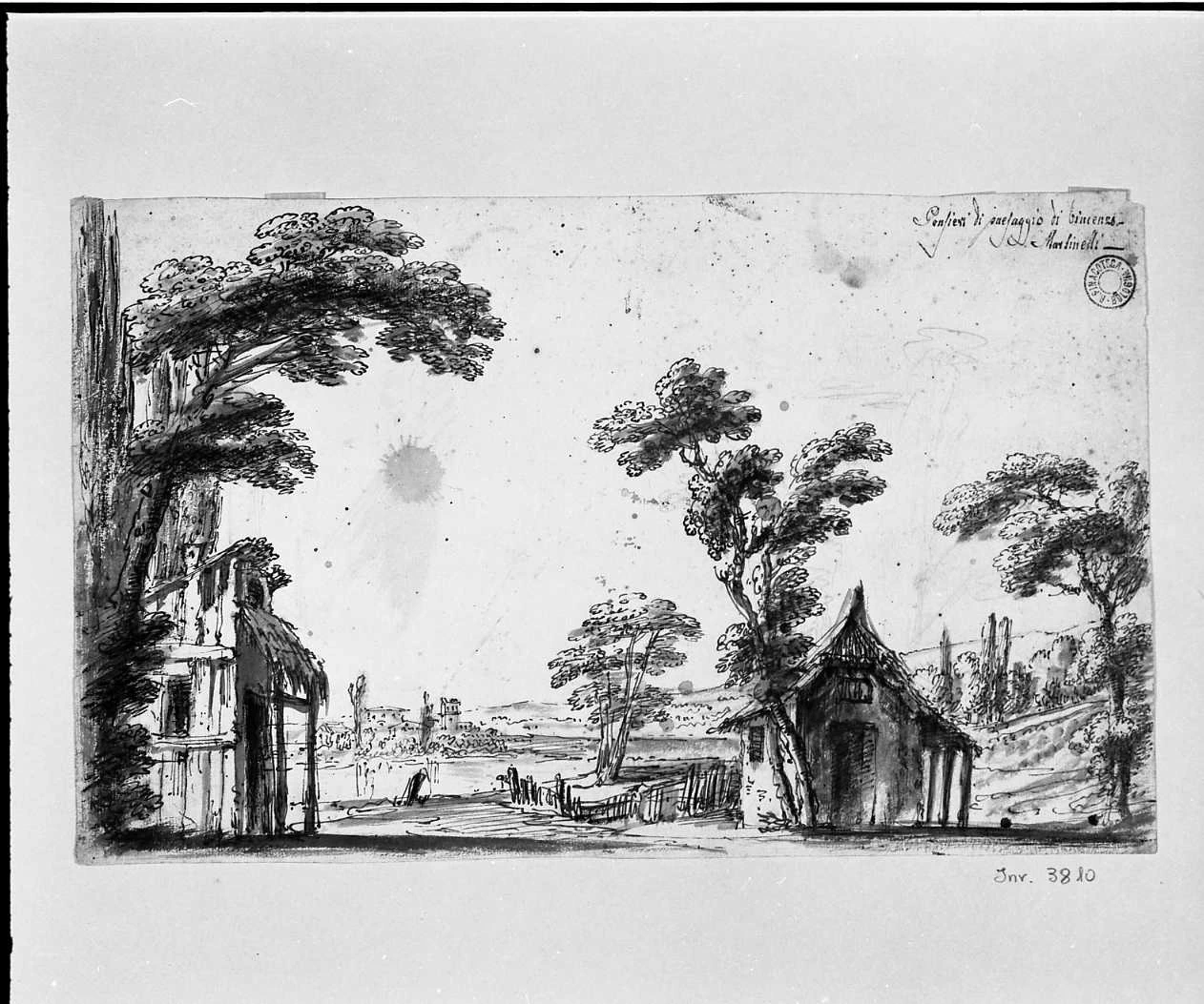 Vincenzo Martinelli-paesaggio con alberi e case  - Pinacoteca Nazionale di Bologna, Gabinetto dei Disegni e delle Stampe, Bologna 